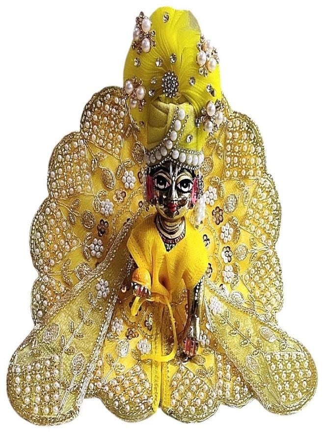 Partish Laddu Gopal Pearl Poshak Size 5 l Ladoo Gopal Dress l Bal Gopal l Kanha Ji Thakur Ji Net Dress (Yellow) - Image 2