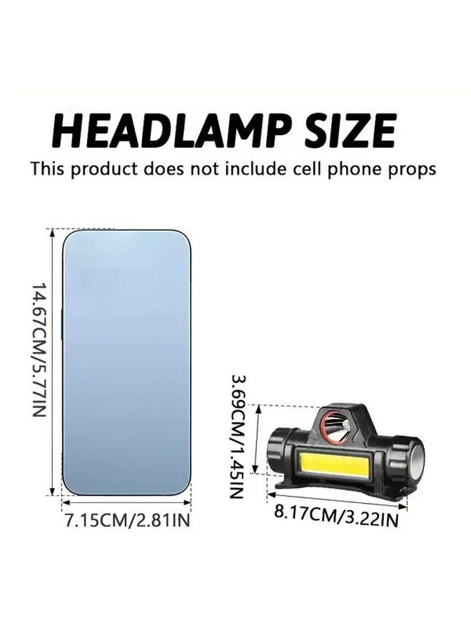 قطعتان من مصباح الرأس LED المغناطيسي الجانبي بشاحن USB، مصباح أمامي محمول ساطع من نوع COB للطوارئ بشحن عبر USB - Image 4