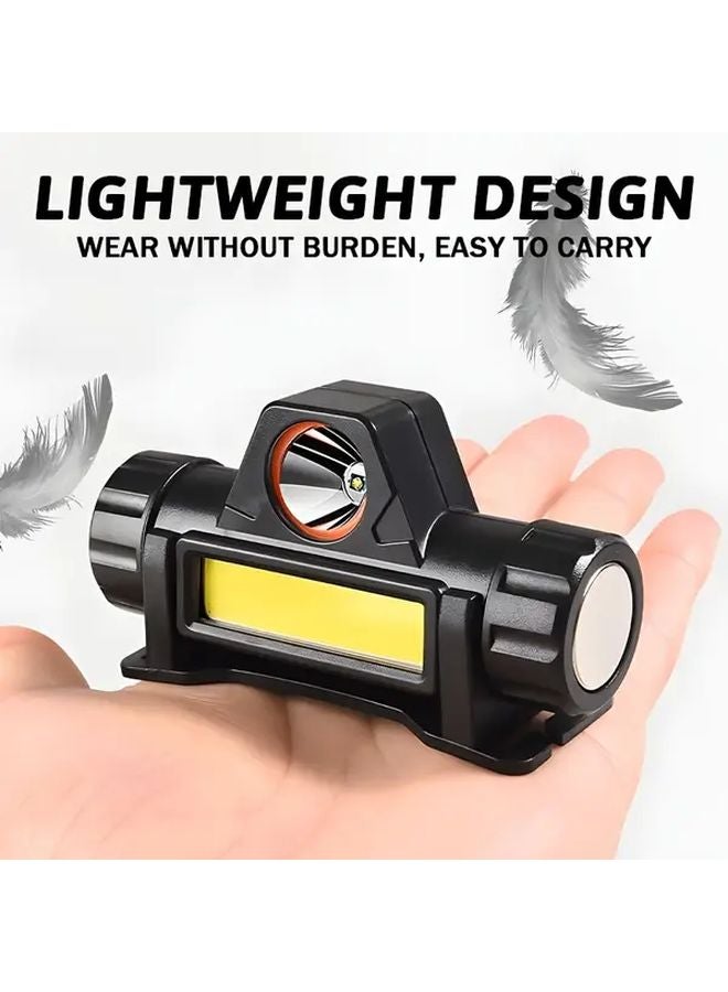 قطعتان من مصباح الرأس LED المغناطيسي الجانبي بشاحن USB، مصباح أمامي محمول ساطع من نوع COB للطوارئ بشحن عبر USB - Image 5