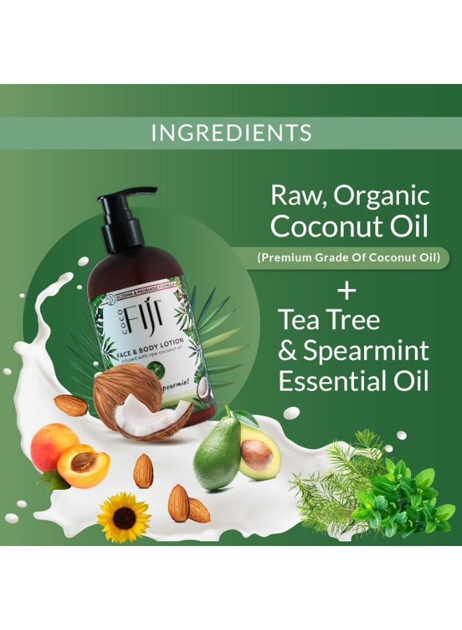 Fiji Coco Fiji Face & Body Lotion Infused With Coconut oil | Lotion for Dry Skin | Moisturizer Face Cream & Massage Lotion for Women & Men | Tea Tree Spearmint 12 oz, Pack of 1  - Image 2