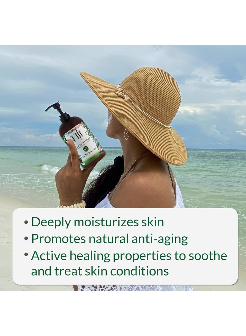 Fiji Coco Fiji Face & Body Lotion Infused With Coconut oil | Lotion for Dry Skin | Moisturizer Face Cream & Massage Lotion for Women & Men | Tea Tree Spearmint 12 oz, Pack of 1  - Image 3