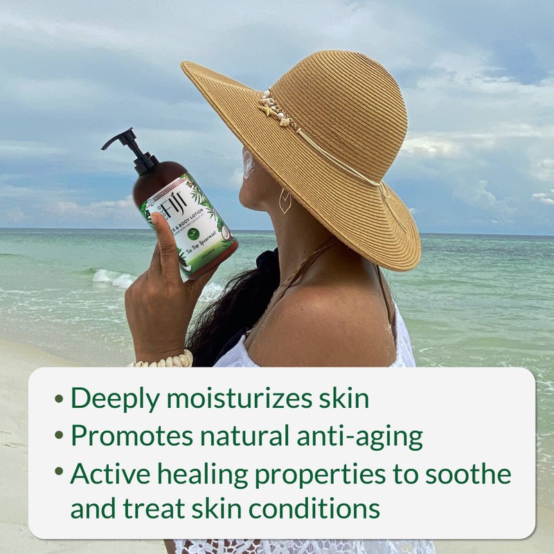 Fiji Coco Fiji Face & Body Lotion Infused With Coconut Oil | Lotion for Dry Skin | Moisturizer Face Cream & Massage Lotion for Women & Men | Tea Tree Spearmint 12 oz, Pack of 1 - Image 4