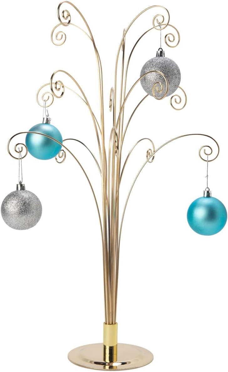 Creative Hobbies 20 Inch Tall Ornament Display Tree, Bright Brass Plated, Holds 15 Ornaments - Image 2