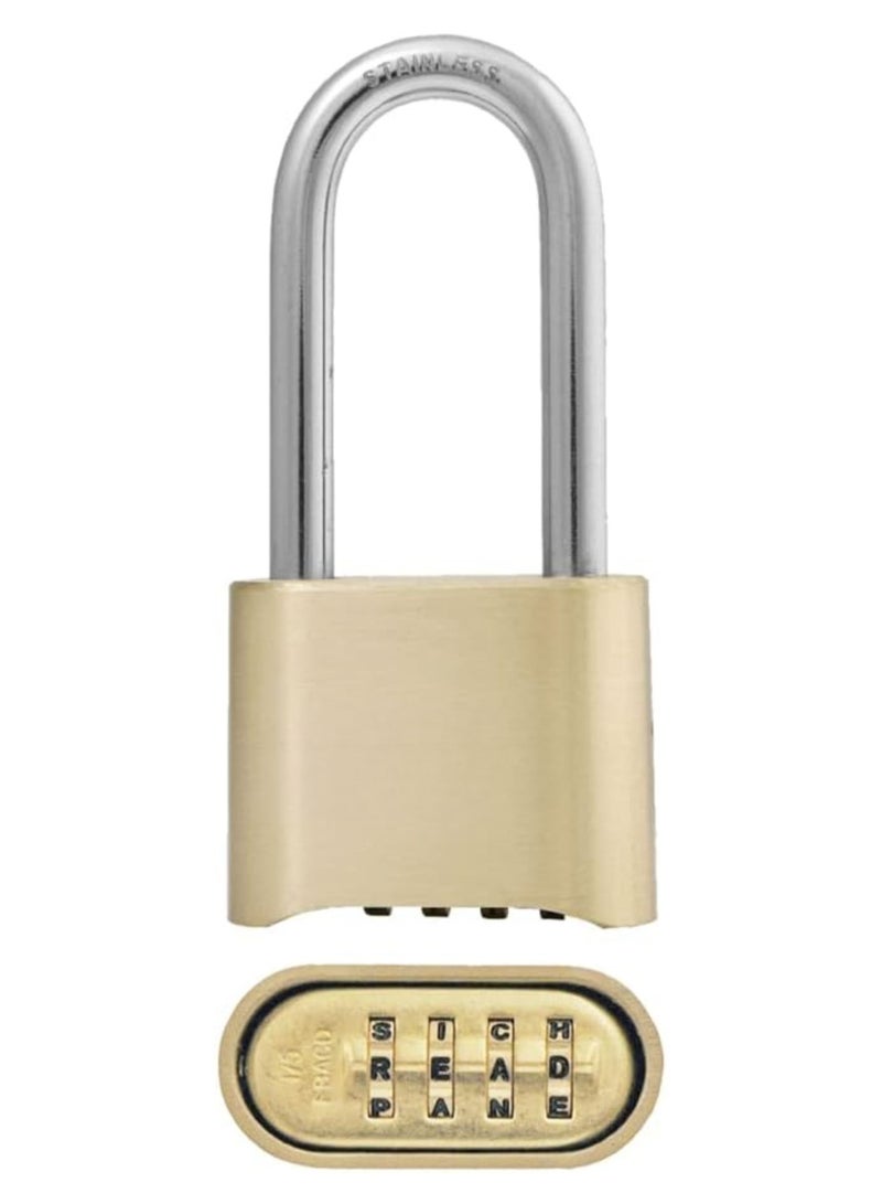 Combination Padlock – 4-Digit Set Your Own Code, 57mm Shackle, Zinc Die-Cast Body with Brass Powder Coat, Dual Locking – for Gates, Garages, Sheds
