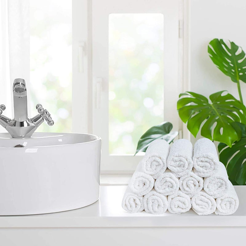 JENNY DENIAL 100 Cotton Super Soft absorvent White Hand Towel Face Towel Wash Basin Kitchen Towel Spa Saloon Small and Medium Size Combo Pack of 2 16 24 - Image 2