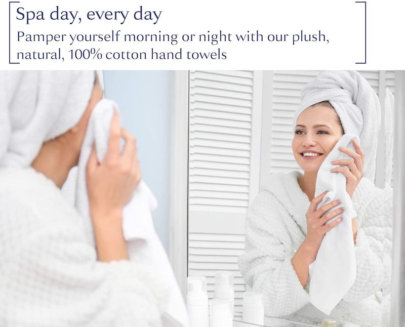 JENNY DENIAL 100 Cotton Super Soft absorvent White Hand Towel Face Towel Wash Basin Kitchen Towel Spa Saloon Small and Medium Size Combo Pack of 2 16 24 - Image 3