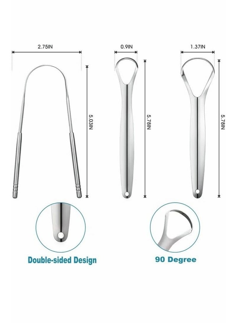 YUJA 3PCS Tongue Cleaner with Storage Case, Portable Tongue Sc, Stainless Steel Oral Tongue Cleaners, Easy to use Tongue Scrapers for Adults Kids, Professional Tongue Scrapers for Fresher Breath in Seconds - Image 2