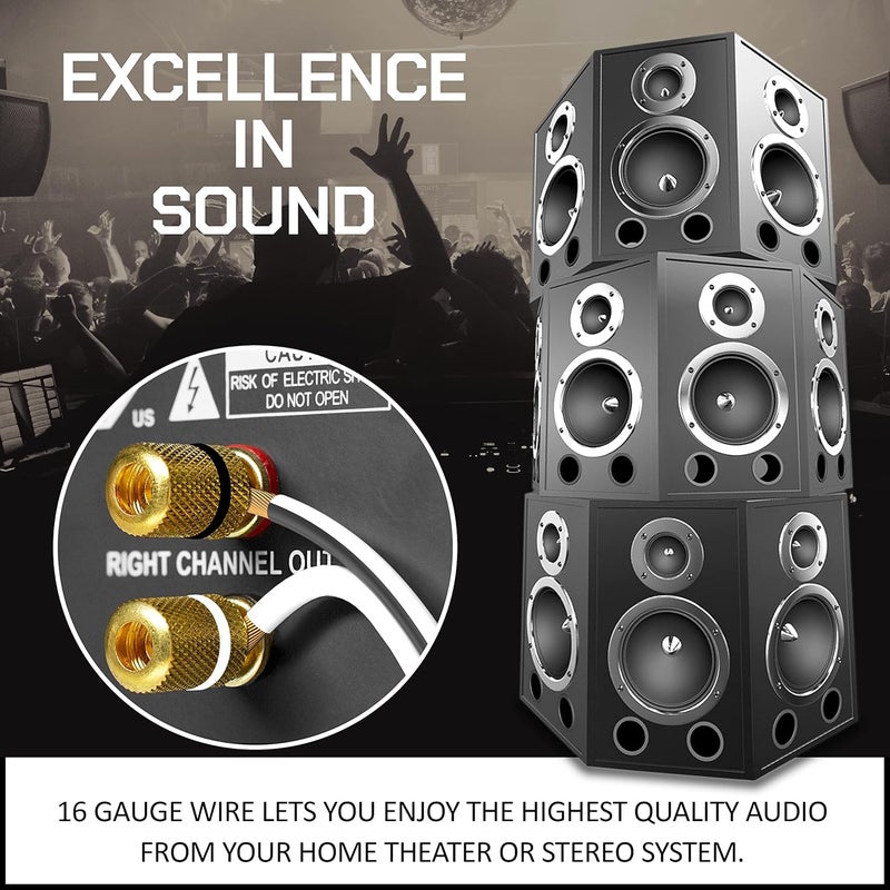 FEDUS 16 GaugeAWG Speaker Wire OxygenFree Copper 2 Conductors Audio Speaker Cable for Car Speakers Stereos Subwoofer Home Theater Speakers HiFi Surround Sound 5 METER WHITEBLACK - Image 3
