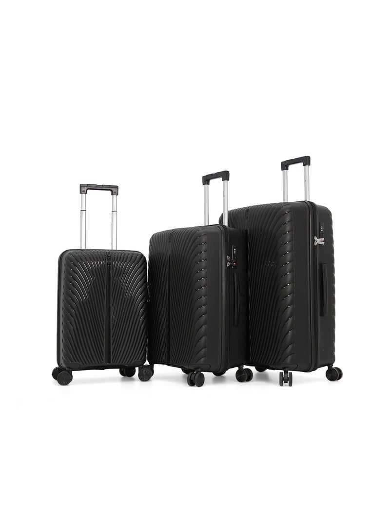MELIFE Hardside Luggage Trolley Bag 3 Pieces Set,Black (S-20",M-24",L-28") - Image 1