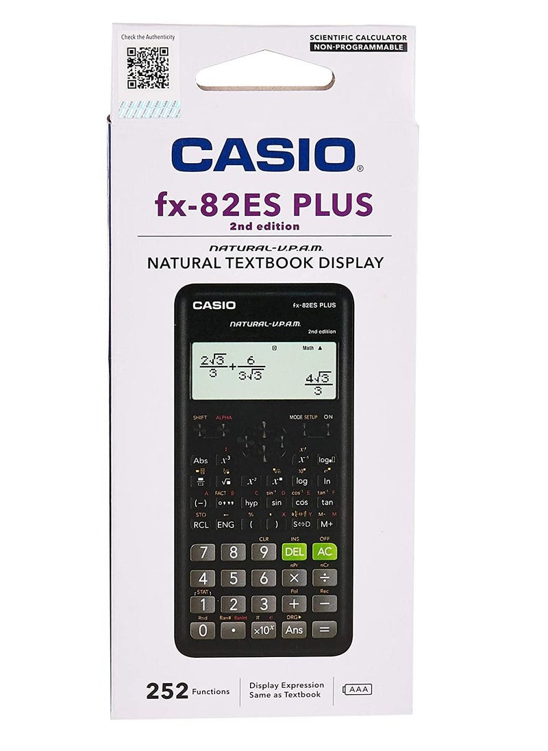 CASIO FX-82 ES PLUS CALCULATOR WITH 1PC SIDE SPIRAL A4BOOK AND 10PCS BALL PEN
