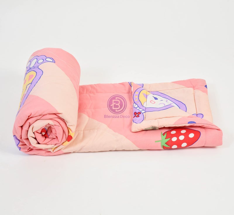 BLENZZA DECO بيلينزا ديكو™ غلاسي قطن لحاف سرير مفرد قابل للعكس للأطفال 1 وملاءة سرير مفرد 1 مع غطاء وسادة 1 (تصميم 4) (من 0 إلى 8 سنوات) - Image 2