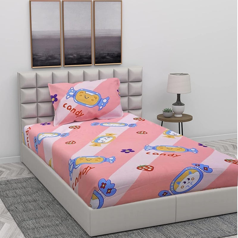 BLENZZA DECO بيلينزا ديكو™ غلاسي قطن لحاف سرير مفرد قابل للعكس للأطفال 1 وملاءة سرير مفرد 1 مع غطاء وسادة 1 (تصميم 4) (من 0 إلى 8 سنوات) - Image 4