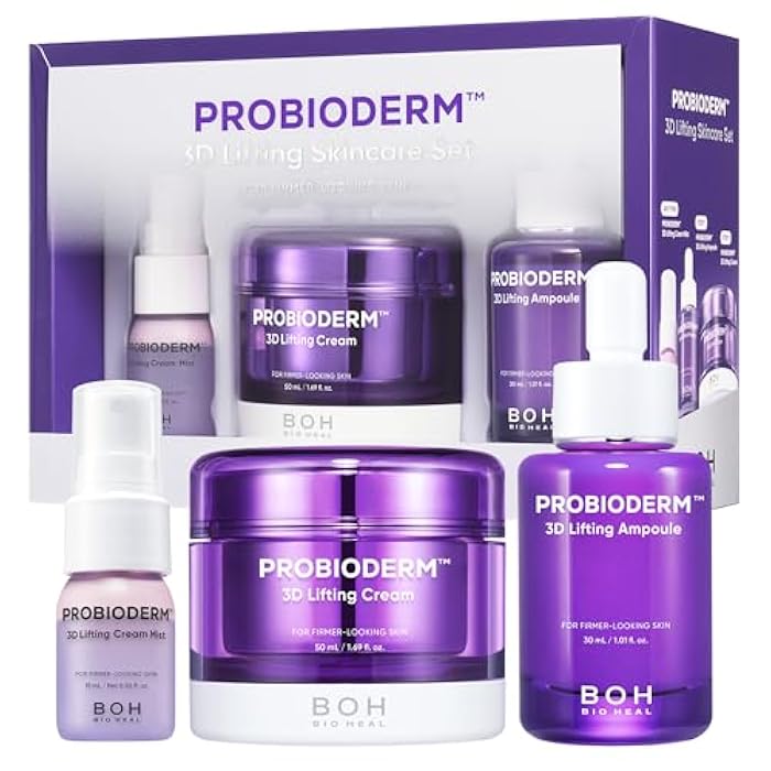 BIOHEAL BOH مجموعة العناية بالبشرة BIOHEAL BOH Probioderm 3D لرفع البشرة | مرطب وجه مضاد للشيخوخة كريم ليلي، أمبول وسيروم رذاذ للوجه | مجموعة العناية بالبشرة الكورية للتثبيت والترطيب | مجموعة هدايا K Beauty للنساء - Image 1