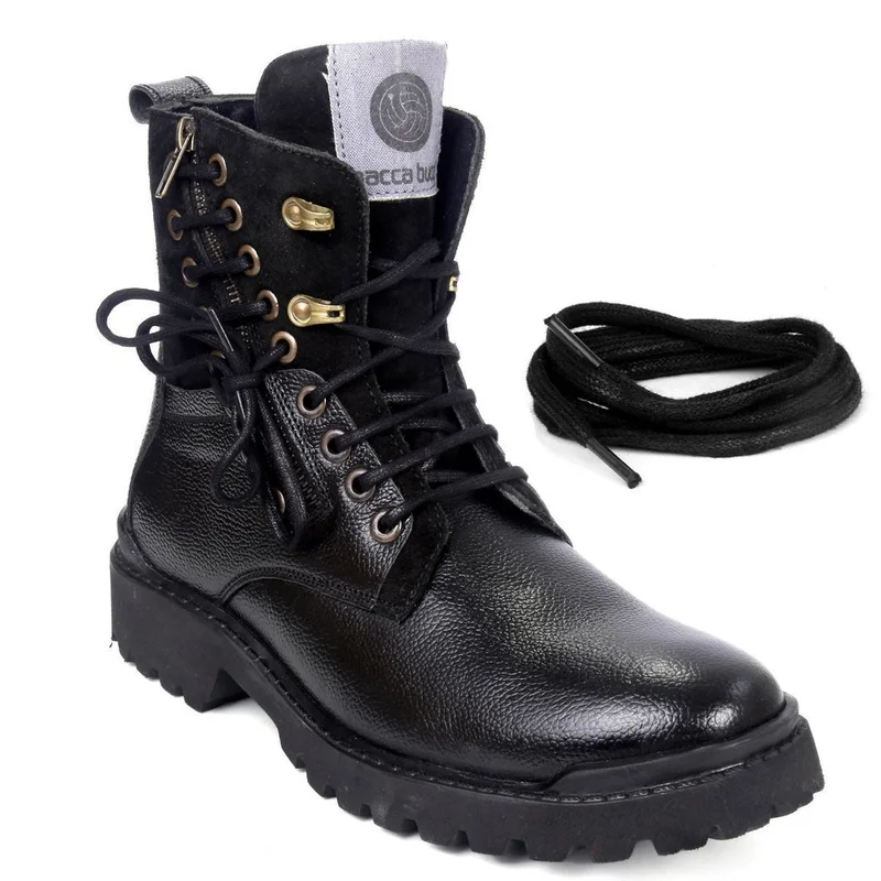 Bacca Bucci Black Combat Boots Black High Top Combat Boots for Men | Best Price UAE