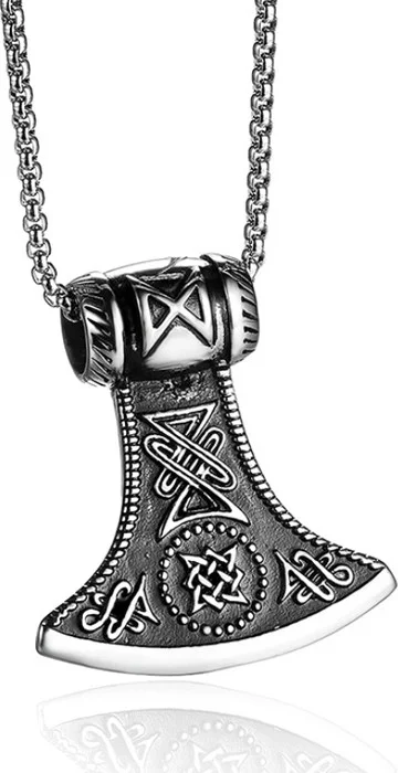 Chavin Vintage Nordic Viking Lun Flour Ax Steel Necklace