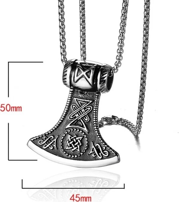 Chavin Vintage Nordic Viking Lun Flour Ax Steel Necklace