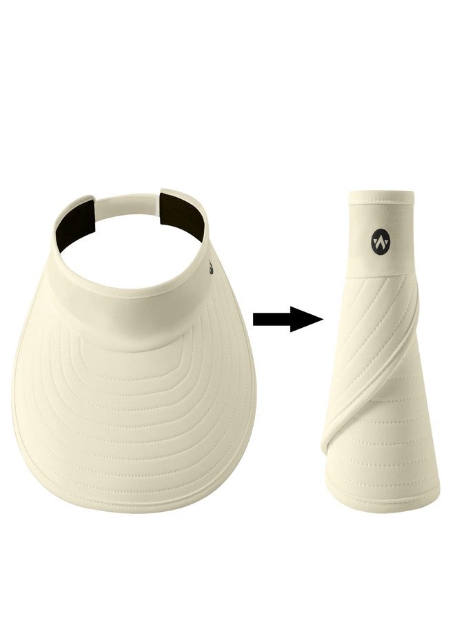 WANDER Sun Visor Hats for Women Wide Brim UV Protection Adjustable Large Golf Beach Cap Packable Travel Sport Visor (Light Khaki) - Image 4