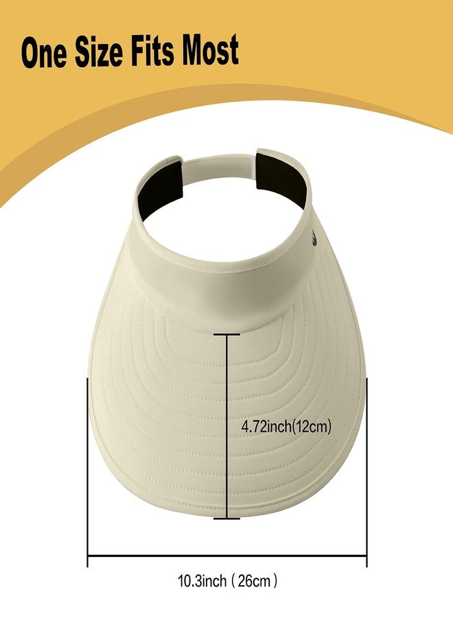 WANDER Sun Visor Hats for Women Wide Brim UV Protection Adjustable Large Golf Beach Cap Packable Travel Sport Visor (Light Khaki) - Image 2