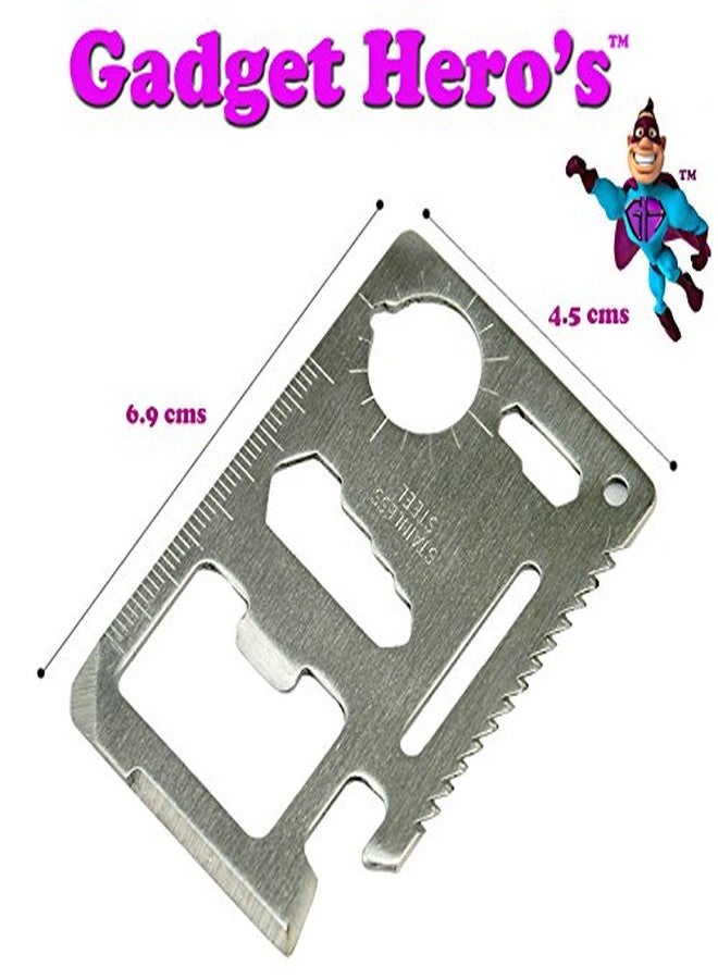 Gadget Hero's Stainless Steel Bottle Opener 11 In 1 Multi Function Credit Card Style Survival Tool Kit - Image 5