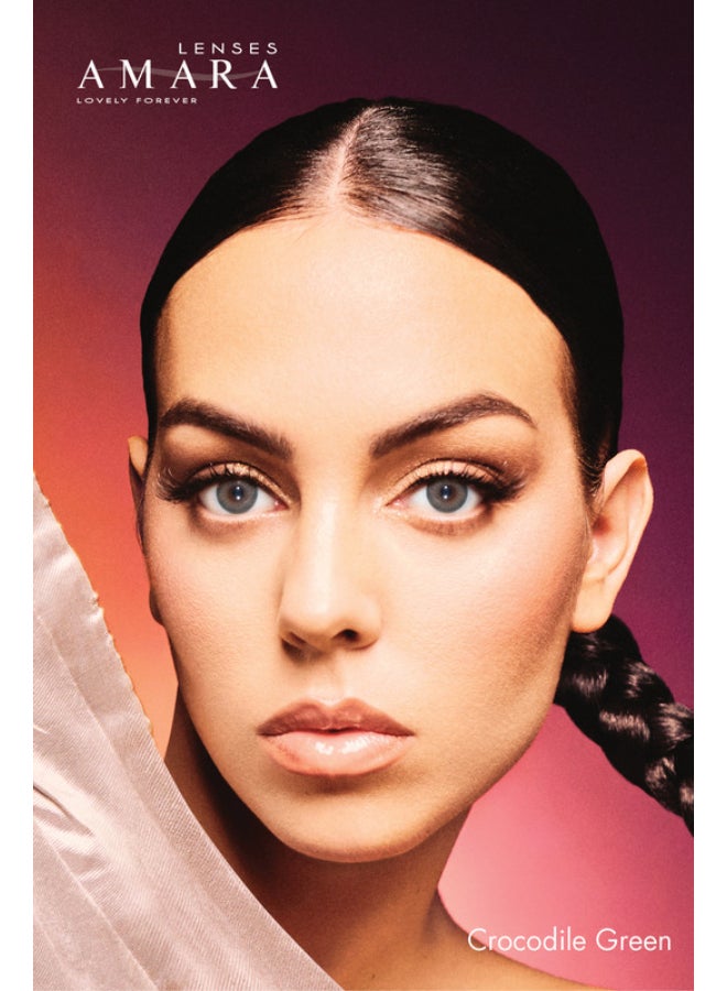 Amara Women Women's Color Contact Lens - Crocodil Green Monthly - Image 4