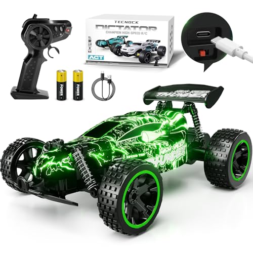 Tecnock RC Cars for Kids 118 Scale 2WD RC Car with LED Lights 24GHz Remote Control Car with USBC Easy Charging 50 Mins Playtime Toys Gifts for Boys Girls Ages 812 - Image 1