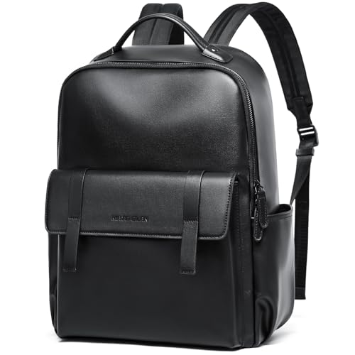 MATE ELAN Leather Backpack For Men Fit 15 Laptop Waterproof Vintage Black Work Travel Flip Design Small Pu Backpack For Men Women Casual - Image 1