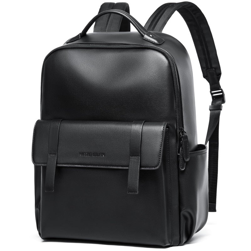 MATE ELAN Leather Backpack For Men Fit 15 Laptop Waterproof Vintage Black Work Travel Flip Design Small Pu Backpack For Men Women Casual - Image 2