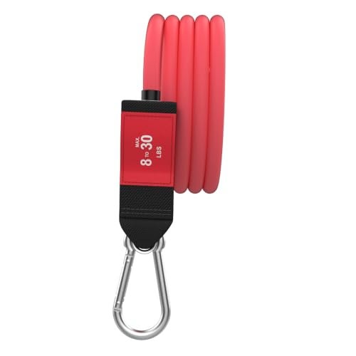 Bodylastics Stackable Resistance Band with Patented Snap Reduction Tech - Single Red Exercise Band, Heavy Duty Malaysian Latex, Iron Clips, 8lb to 30lb (Max) - Image 1