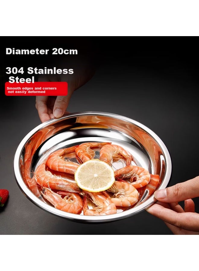 Star Square Starfield 304 Stainless Steel Dinner Plate Dish Shallow Basin Thickened Round Plate Flat Bottom Dinner Plate Dish 20cm - Image 2