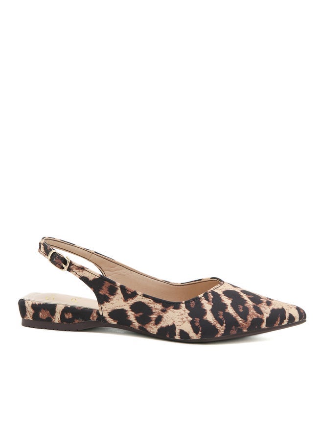 Sneak-a-Peek Animal Print Pointed Toe Slingback Shoes - Image 1