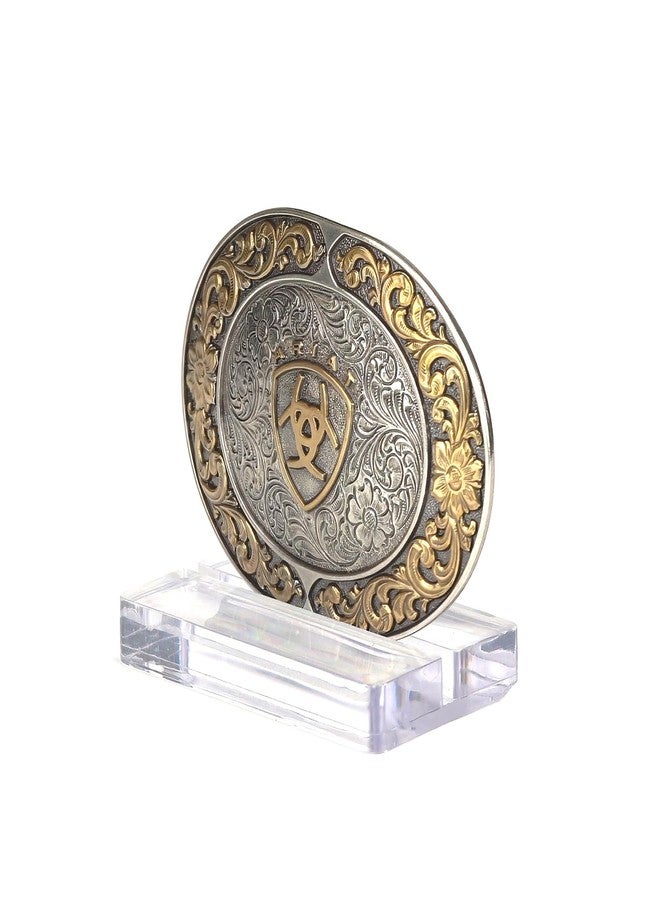 ARIAT Floral Oval Belt Buckle - Silver and Gold Western Cowboy Belt Buckle - Image 4