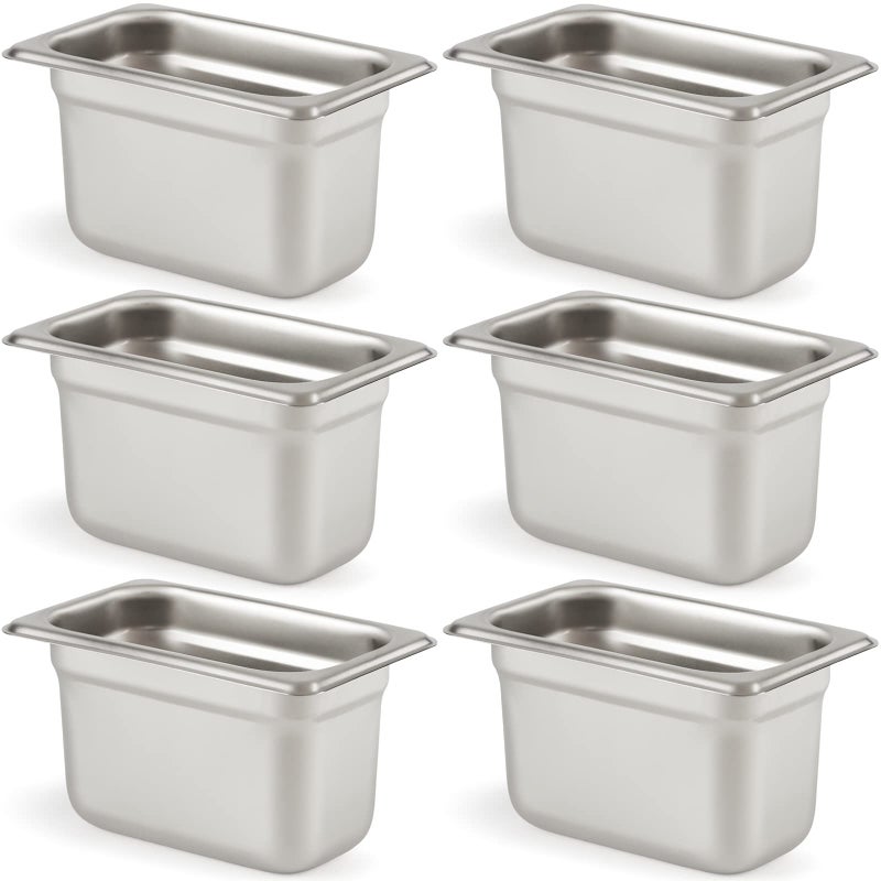 CURTA 6 Pack AntiJam Hotel Pans 19 Size 2 12 Inch Deep NSF Commercial 188 Stainless Steel Chafing Steam Table Pan Catering Storage Metal Food Pan