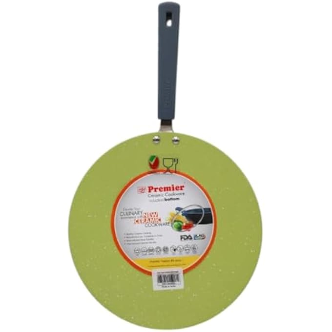 بريمير تاوا السيراميك مقعر بطول 28 سم قاعدة حث للطهي حتى غير اللاصق، أواني طهي متينة صديقة للبيئة، مثالية لفطائر روتي دوسا، مقبض مقاوم للحرارة - Image 1