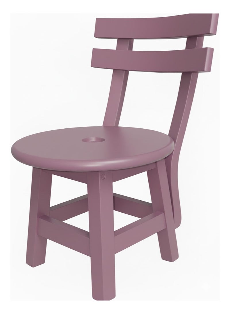 A small wooden chair with a backrest suitable for the and children Durable and made of natural wood the seat height is 30 cm-purple color