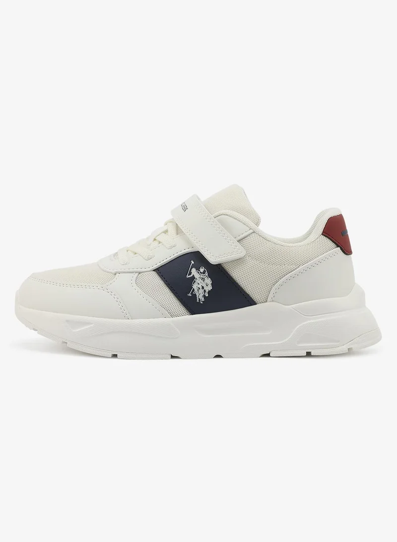 يو اس بولو اسن U.S. Polo Assn. Lorena Boy's Comfortable Stylish Casual Everyday Low Top Sneaker - White