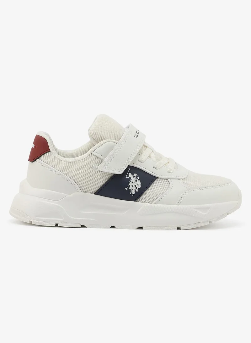يو اس بولو اسن U.S. Polo Assn. Lorena Boy's Comfortable Stylish Casual Everyday Low Top Sneaker - White