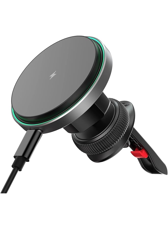 Excefore Magnetic Wireless Car Charger With Cooling Fan, Magnets Automatically Aligns The Phone, Compatible With Car Mount Charger, Compatible With Iphone 13/12 Series Phones And Magnetic Cases  - Image 1