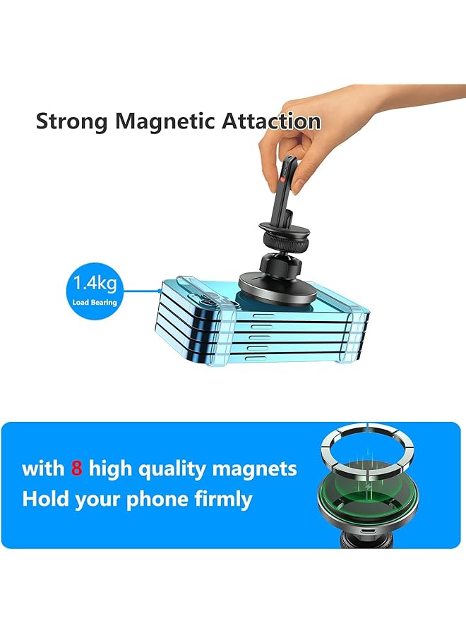 Excefore Magnetic Wireless Car Charger With Cooling Fan, Magnets Automatically Aligns The Phone, Compatible With Car Mount Charger, Compatible With Iphone 13/12 Series Phones And Magnetic Cases  - Image 4