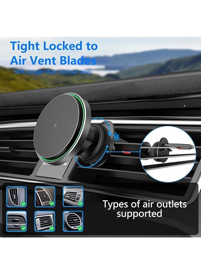 Excefore Magnetic Wireless Car Charger With Cooling Fan, Magnets Automatically Aligns The Phone, Compatible With Car Mount Charger, Compatible With Iphone 13/12 Series Phones And Magnetic Cases  - Image 3