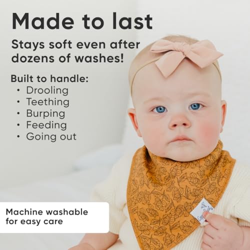 Copper Pearl - 4 Pack Baby Bibs Boy & Girl - Bandana Drool Bibs for Baby Girl Soft Cotton Absorbent Toddler Bib for Drooling, Teething, Eating, Newborn, Infant, Baberos para Bebe, Eden - Image 3