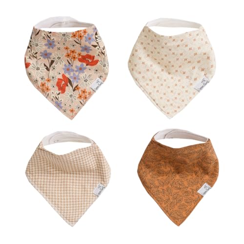 Copper Pearl - 4 Pack Baby Bibs Boy & Girl - Bandana Drool Bibs for Baby Girl Soft Cotton Absorbent Toddler Bib for Drooling, Teething, Eating, Newborn, Infant, Baberos para Bebe, Eden - Image 1