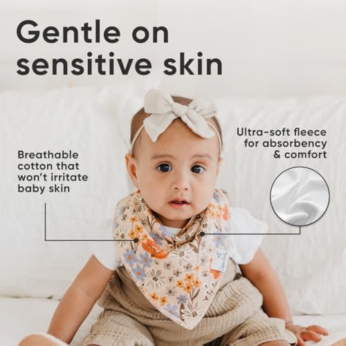 Copper Pearl - 4 Pack Baby Bibs Boy & Girl - Bandana Drool Bibs for Baby Girl Soft Cotton Absorbent Toddler Bib for Drooling, Teething, Eating, Newborn, Infant, Baberos para Bebe, Eden - Image 4
