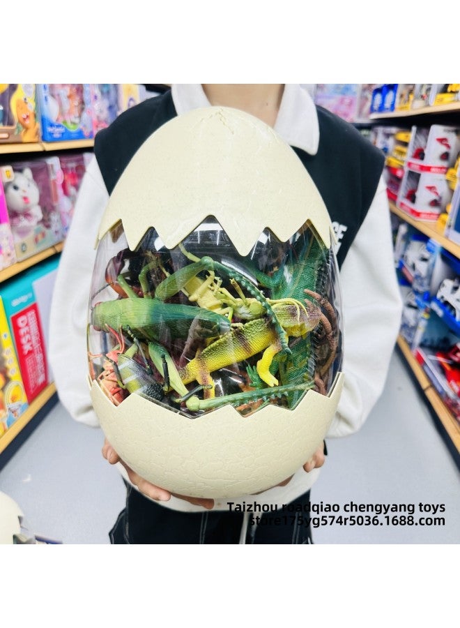 Children's Dinosaur Egg Toy Triceratops Tyrannosaurus Rex World Jungle Insect Wild Animal Model Male Girl Cognition-Color:Dinosaur Eggs (insects 50 Pieces Suit) - Image 1