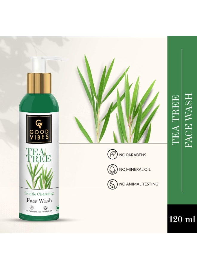 Good Vibes Tea Tree Gentle Cleansing Face Wash, 120 ml | Soothing, Moisturizing, Anti Acne Face Cleanser For All Skin Types | Controls Sebum Production | No Parabens, No Mineral Oil - Image 3