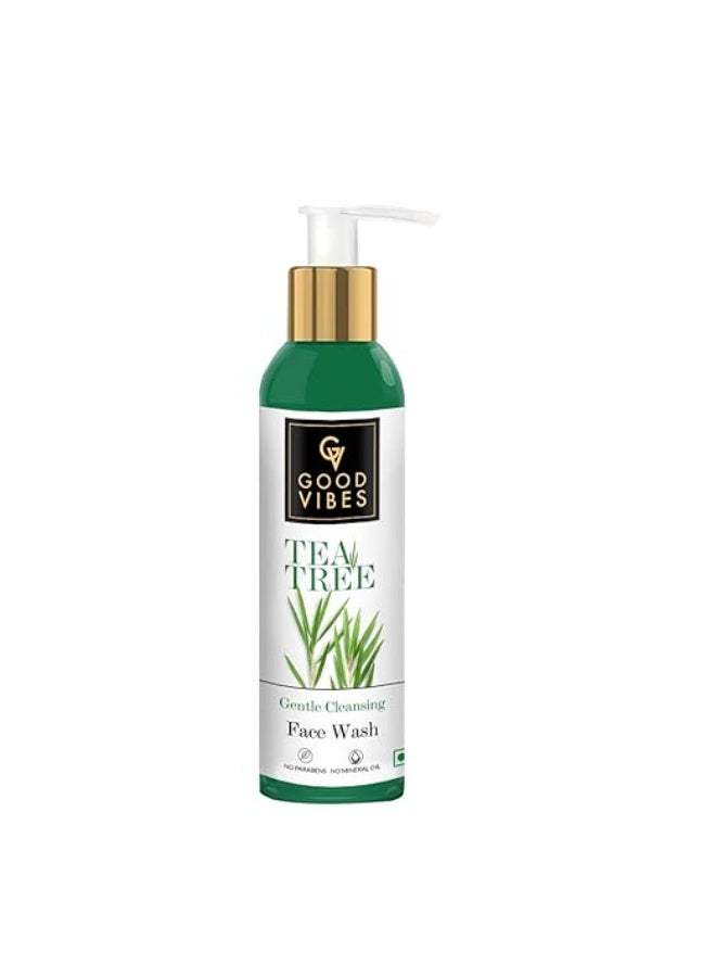 Good Vibes Tea Tree Gentle Cleansing Face Wash, 120 ml | Soothing, Moisturizing, Anti Acne Face Cleanser For All Skin Types | Controls Sebum Production | No Parabens, No Mineral Oil - Image 1