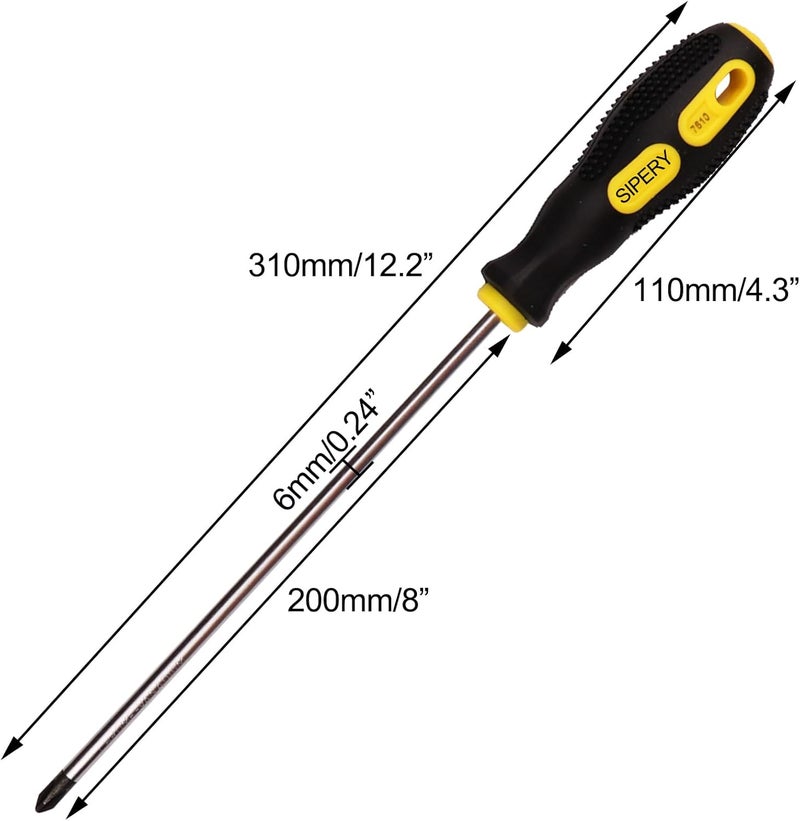 Sipery Phillips Screwdriver 8 inch long Screwdrivers Length Shank Screwdriver Magnetic Tip PH2 Cross Head Screwdrivers 2Pcs （8 Inch Shaft） - Image 2