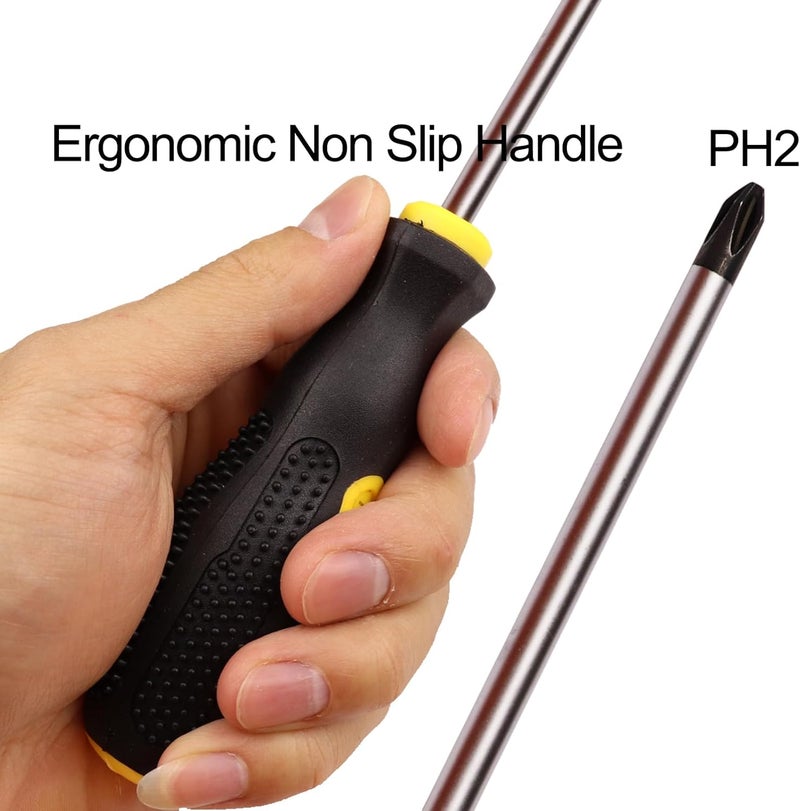 Sipery Phillips Screwdriver 8 inch long Screwdrivers Length Shank Screwdriver Magnetic Tip PH2 Cross Head Screwdrivers 2Pcs （8 Inch Shaft） - Image 3