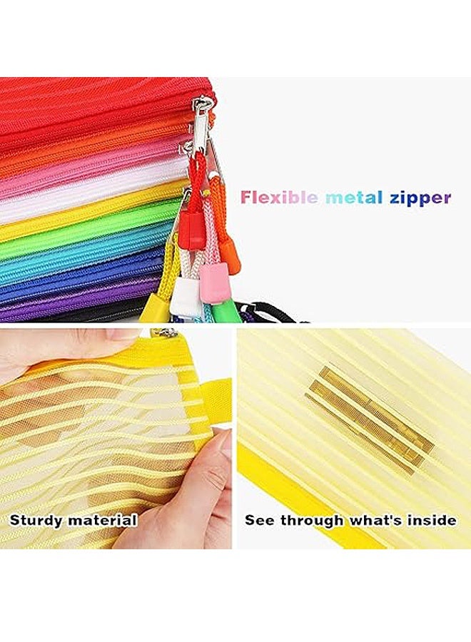 MXN 10 Colors Zipper Mesh Pouch,  torage Pencil Pouches,Multipurpose Pencil Pouch Bulk for School and Office Supplies Cosmetics Travel Accessories and Multicolor - Image 3