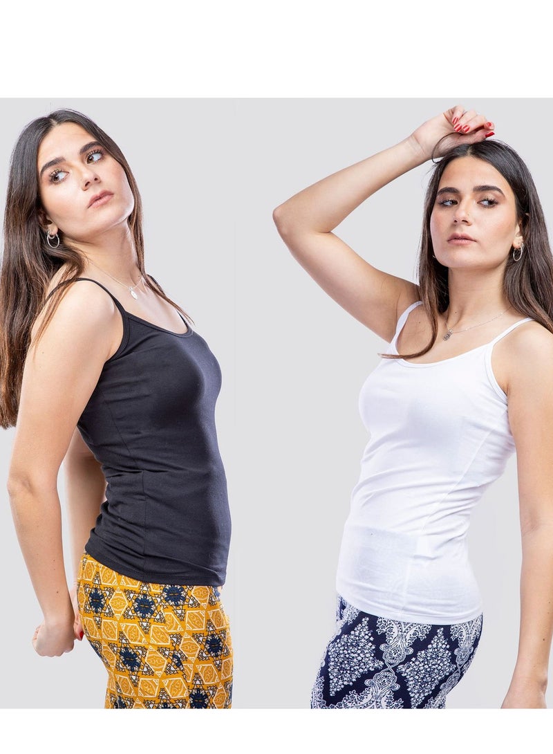 Mesery Mesery Bundle Of Two Cotton Stretch Plain Spaghetti Tops  - Image 1