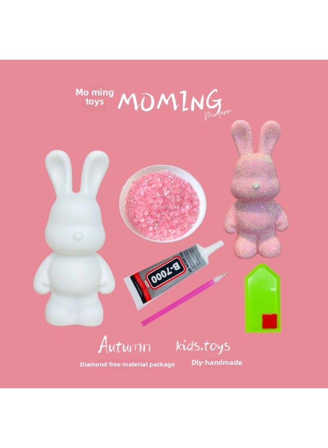 DIY Manual Stick Drill Fluid Rabbit Encrusted Drill Point Drill Vinyl Doll Doll Drill Bag Ornaments Piggy Bank Toy-Color:[crystal White]-Height:【about 33cm】